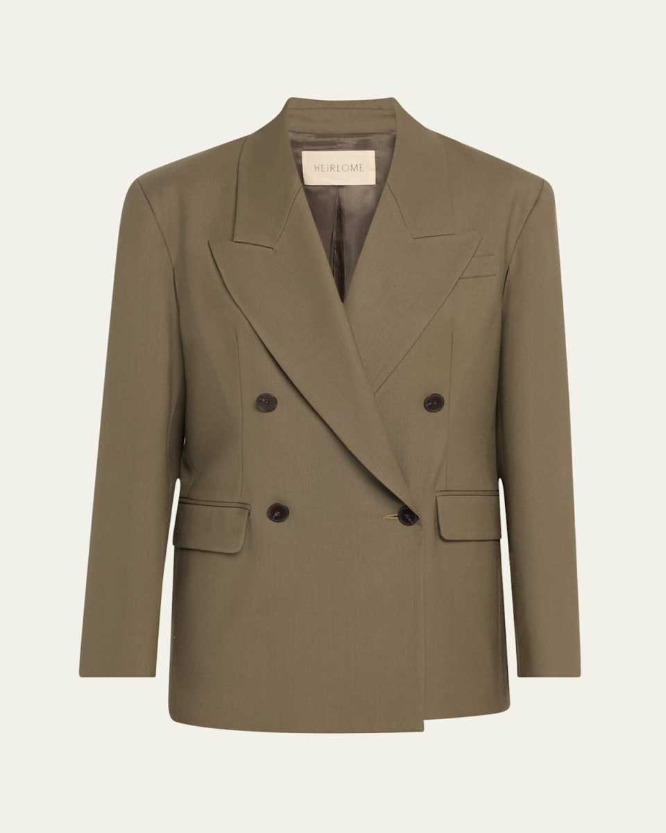 Antonella Double-Breasted Wool Twill Blazer